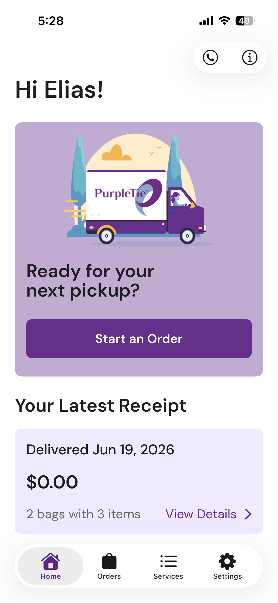 PurpleTie app screenshot