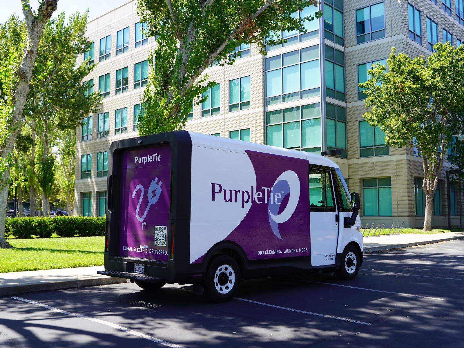 PurpleTie van parked at a Bay Area corporate office